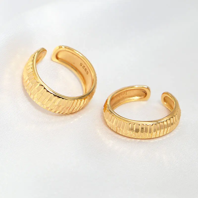 

LESHORE New Gold Plated Adjustable Open Sterling Silver Ring for Women Light Luxury Versatile Fashion High-end