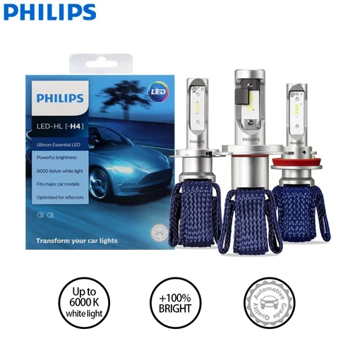 Philips Ultinon Essential LED Light H4 H7 HB3 HB4 H8 H11 H16 6000K Lámpara blanca LED HIR2 9012 9005 9006 Faro automático, 1 par