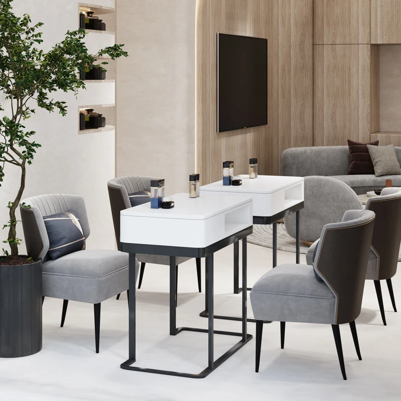

Italian Design Nail Desk Luxury Profesional Storage Aesthetic Nail Desk Unique Modern Mesa Manicura Nail Salon Furniture