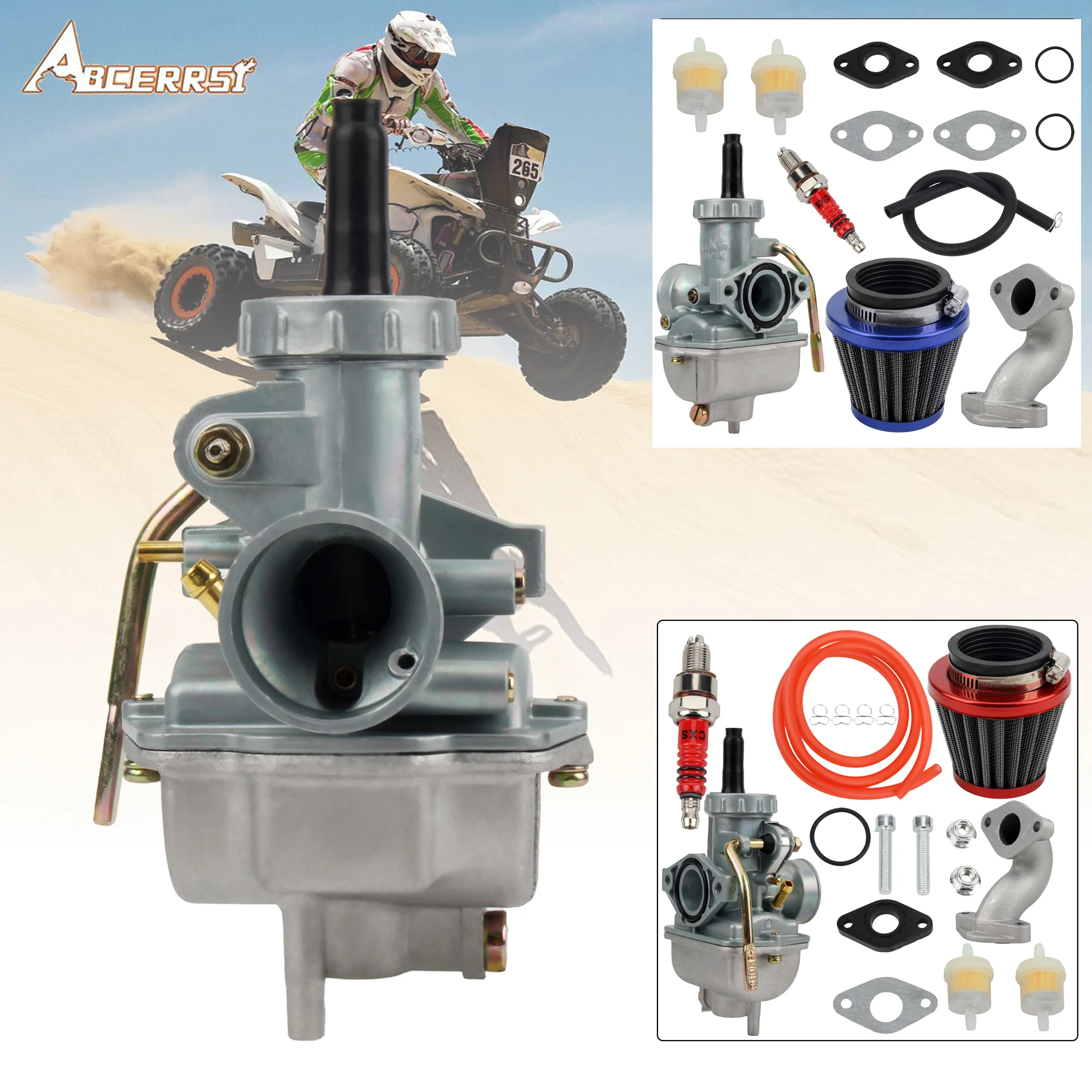 

Motorcycle Carburetor PZ20 With Air Fuel Filter Spark Plug Intake Manifold For 50Cc 70Cc 90Cc 110Cc 4 Stroke Engine ATV UTVs