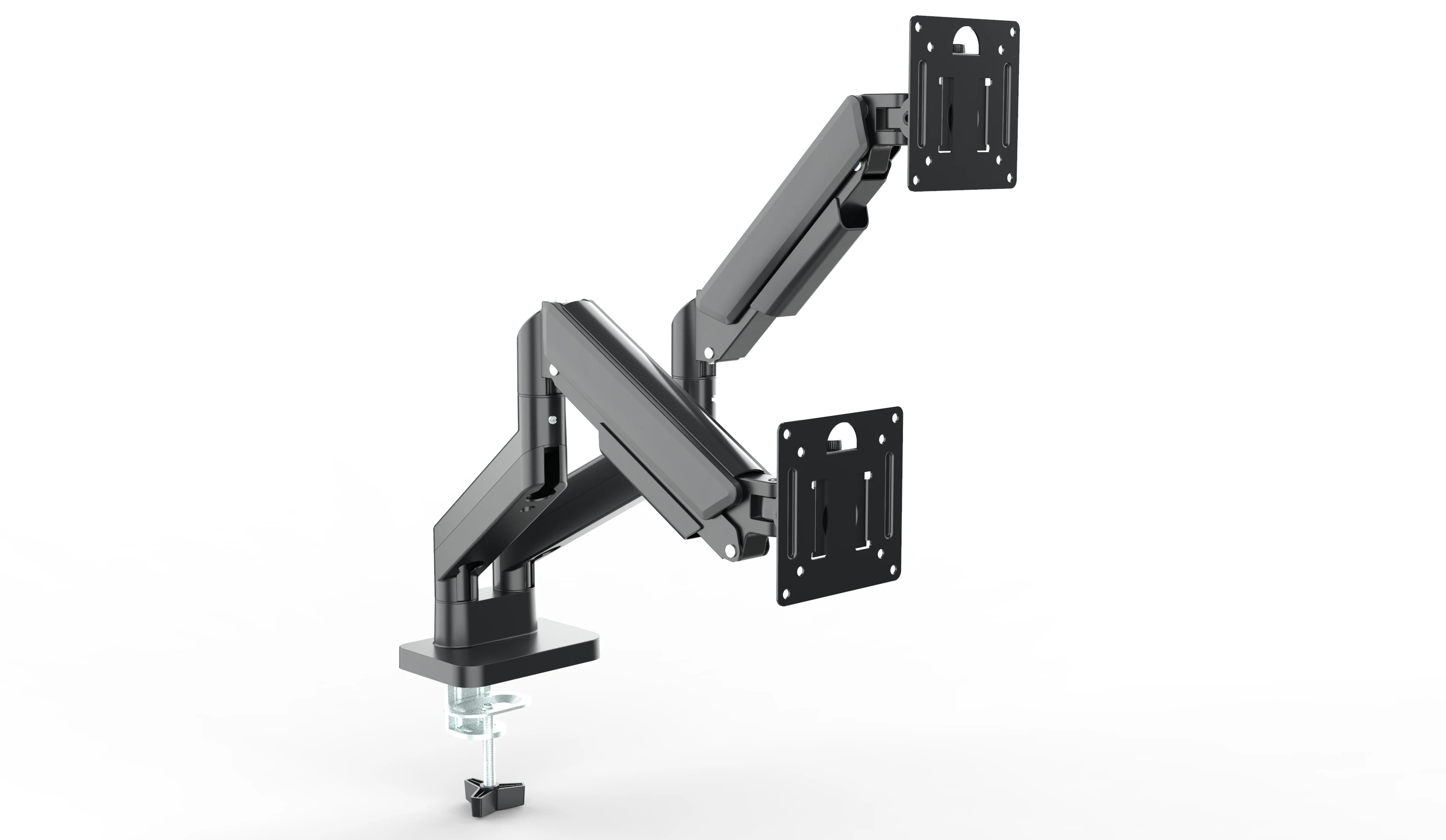 New Dual Monitor Arm Mount 32 Inches 90 Degrees Swivel Tilt Alloy Steel Black Monitor Bracket VESA 75x75/100x100mm