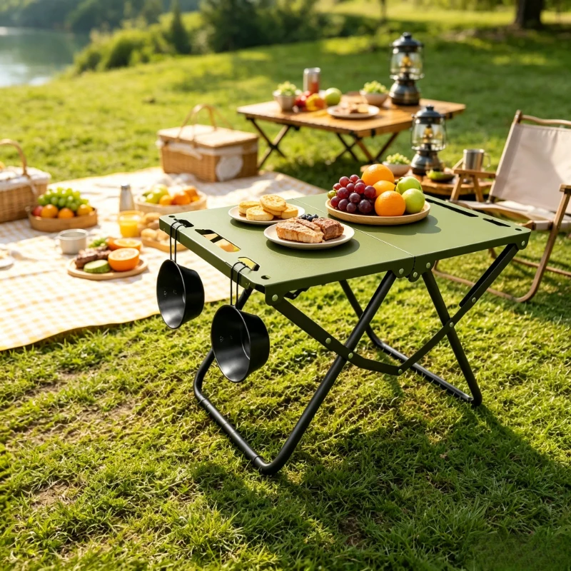 Mesa de Camping Plegable Portátil Verde