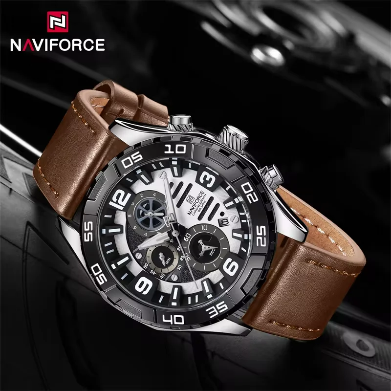 Naviforce marca superior original relógios masculinos clássico luxo quartzo relógios de pulso à prova dwaterproof água luminosa cronógrafo reloj