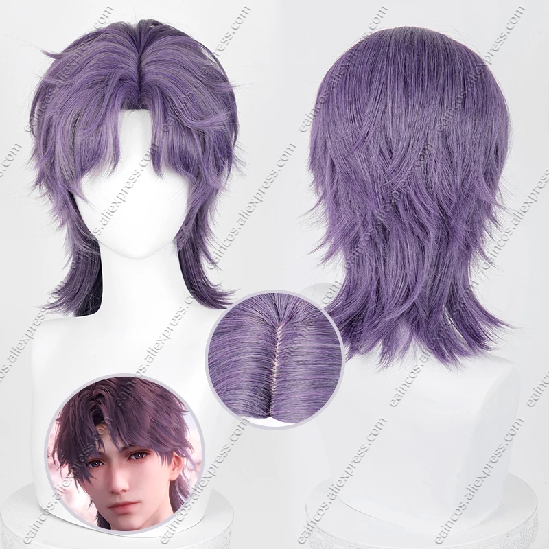 

Rafael Wolfcut Cosplay Wig 38cm Purple Gray Mixed Color Short Heat Resistant Synthetic Hair