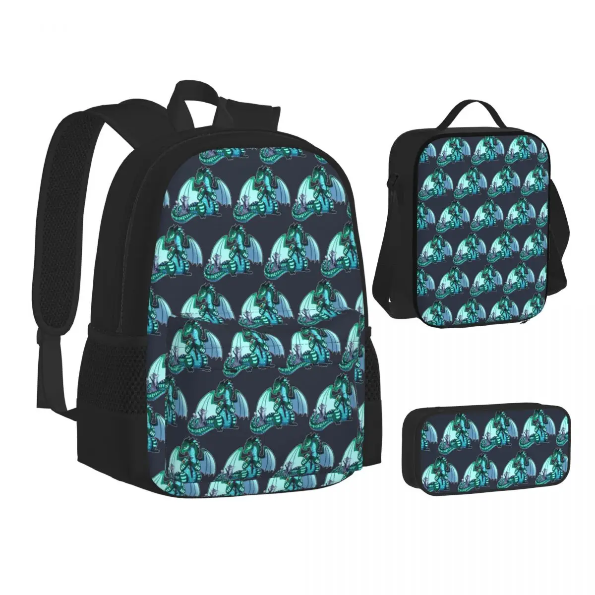 Wings Of Fire & Warriors - Turtle And Jayfeather Backpacks Bookbag School Bags Kids Rucksack Lunch Bag Pen Bag Three-Piece Set