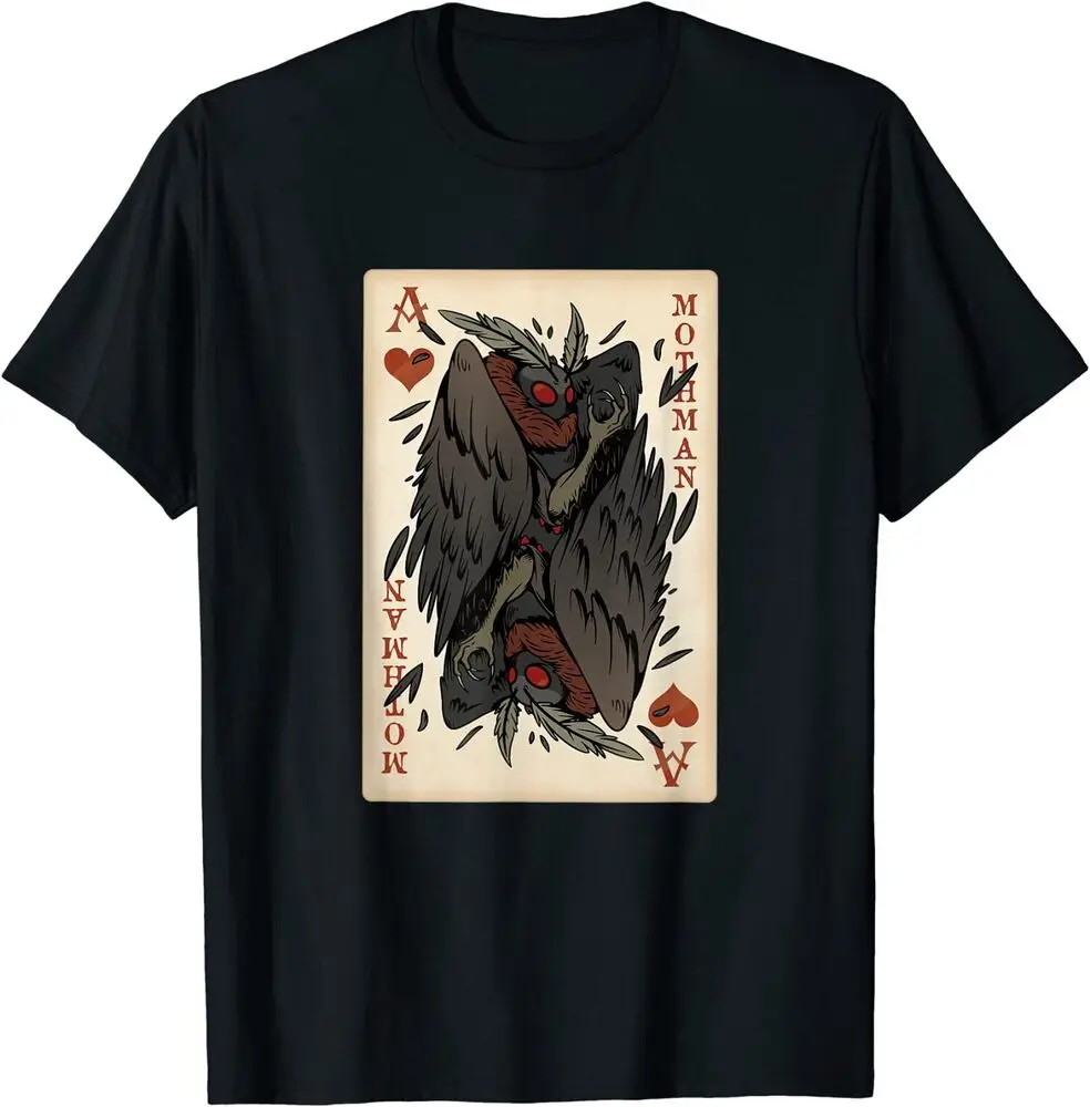 Mothman игровой костюм с игральными картами-Ace Of Hearts, криптографические футболки из 100% хлопка с коротким рукавом