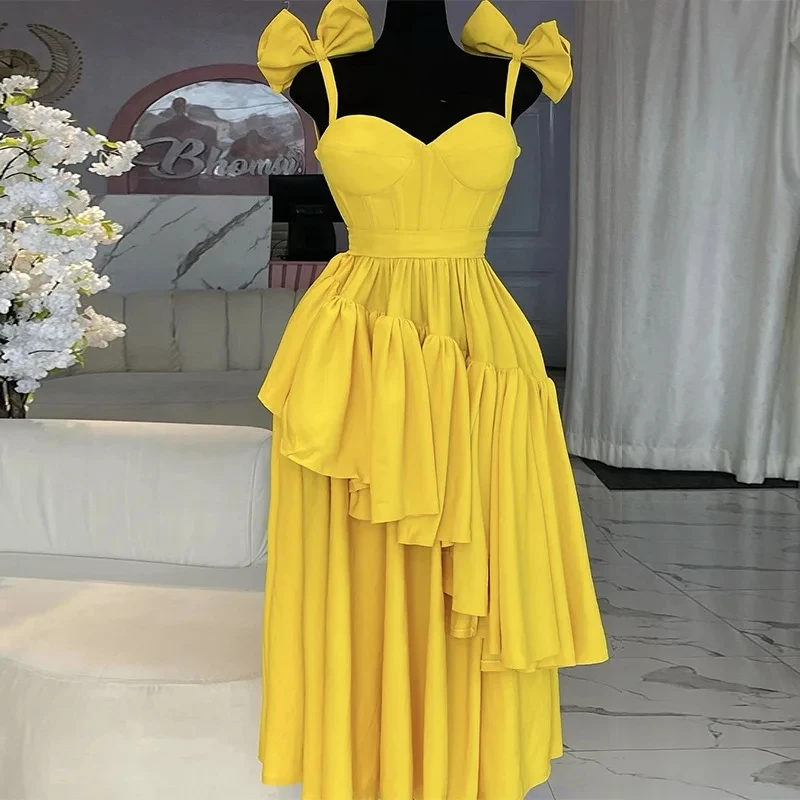 

Bow Strap V-neck Ruffle Dress Women's Clothing 2025 Summer New Elegant Maxi Dress