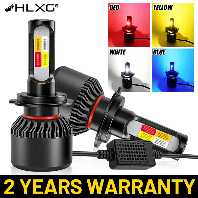 

HLXG 4Color Strobe H7 H1 H4 H11 9005 HB3 9006 HB4 9012 HIR2 H8 H9 High Bright Car LED Headlight Bulbs Fog Lamps Headlights 2pcs
