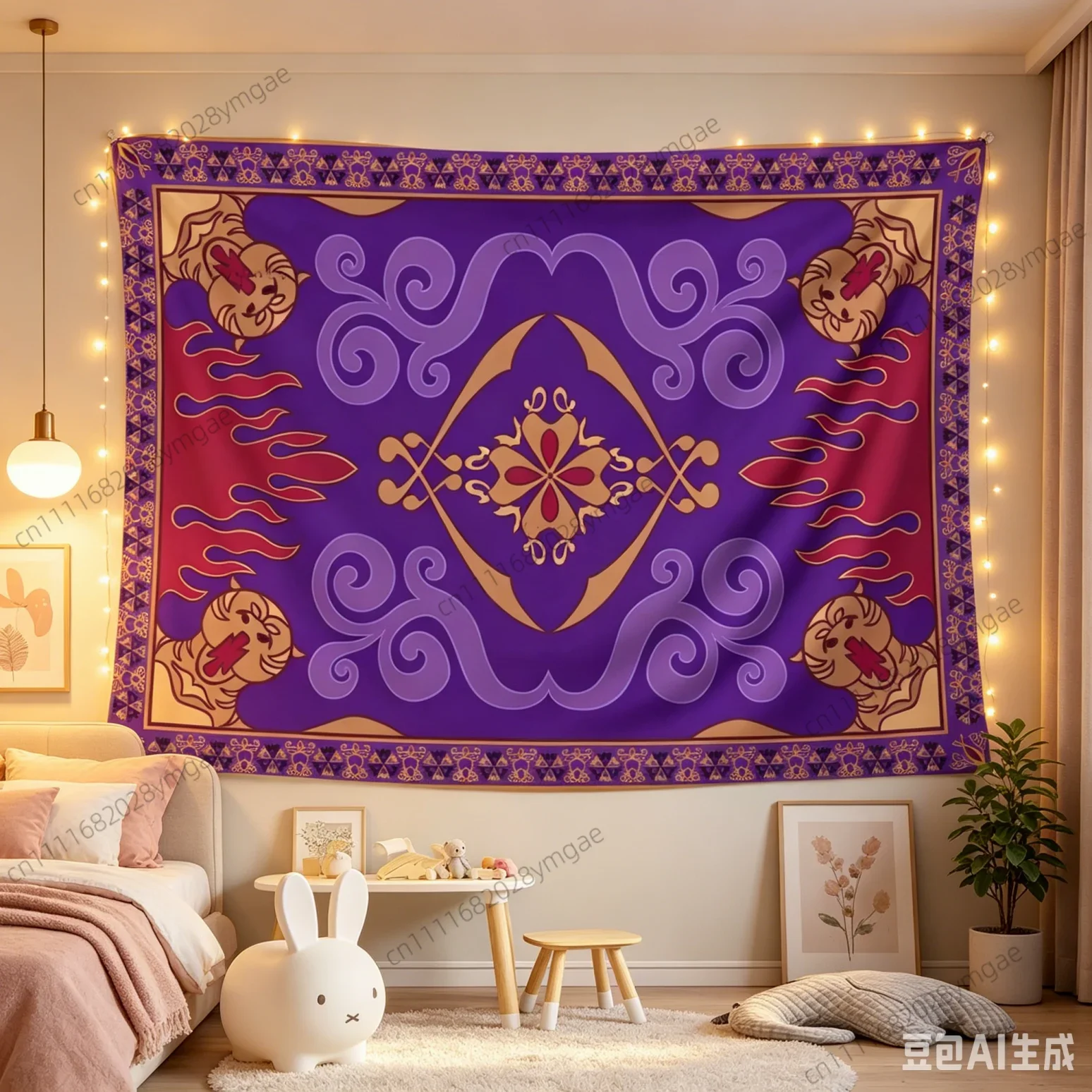 Aesthetic Bohemian Tapestry Magic Rug Wall Art Banner Flags Aladdin Magic Carpet Arabian Nights Tapestry Exotic Background Cloth