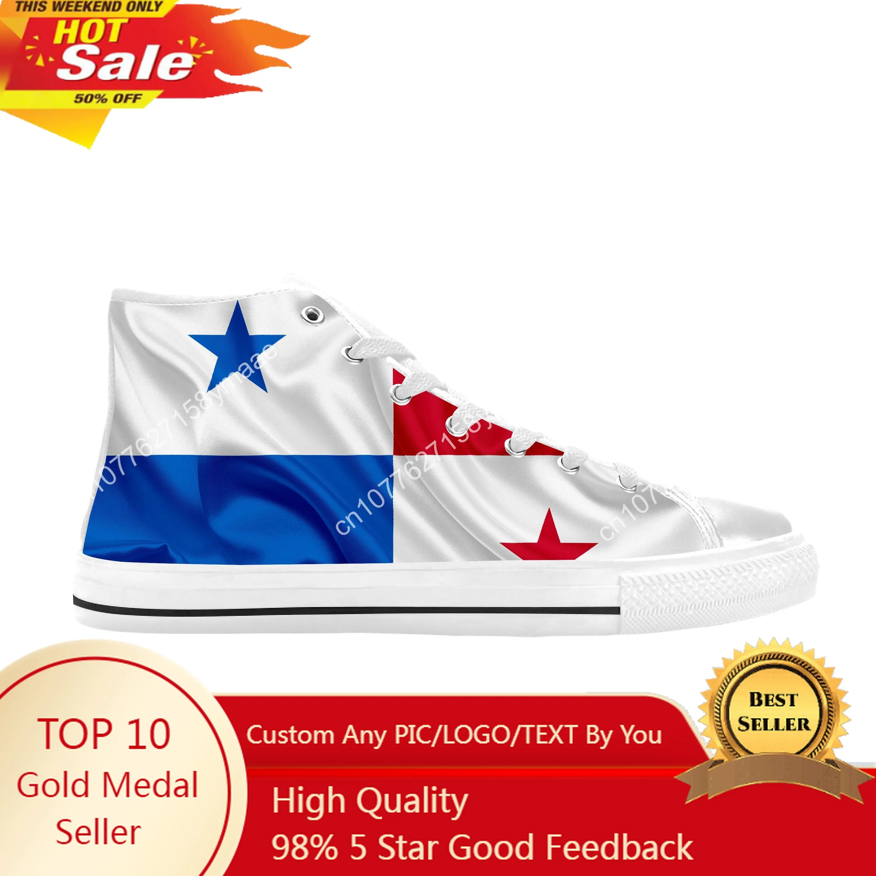 

Panama Panamanian Flag Patriotic Pride Cool Funny Casual Cloth Shoes High Top Comfortable Breathable 3D Print Men Women Sneakers