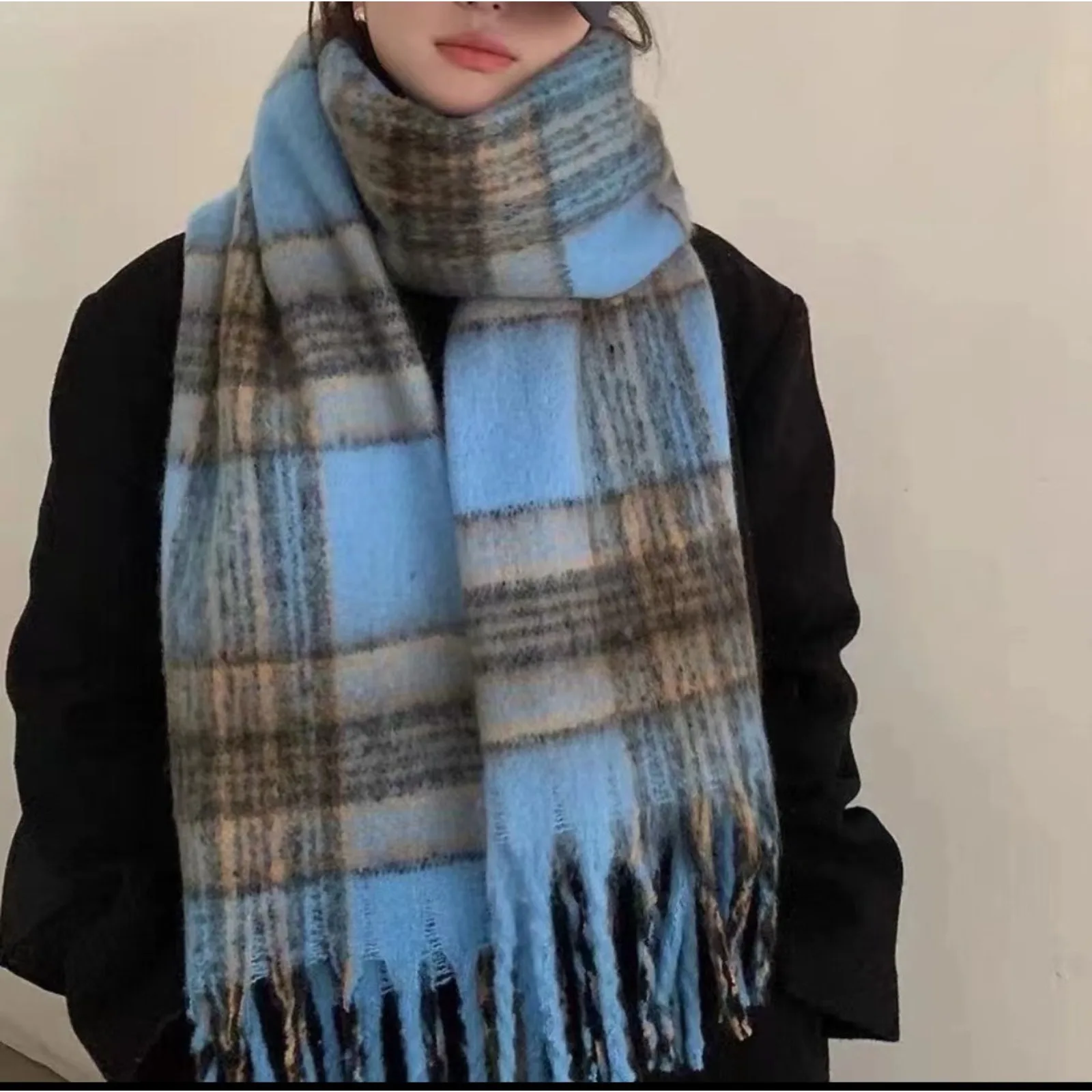 1pc, Ladies Luxury Faux Scarf Shawl - Soft And Warm Winter Scarf, Brown Pattern, Elegant Korean Style Versatile Shawl, Perfect for Casual And Formal Settings, Machine And Dry Cleaning, Fall And Winter Comfortable Fluff Texture