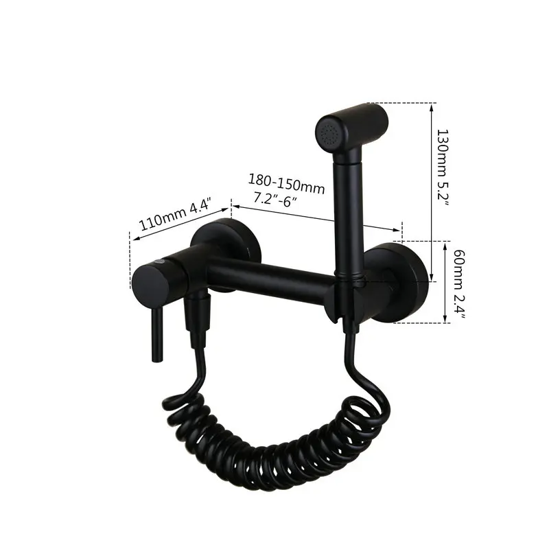 KEMADI Matte Black Bidet Shower Faucets Brass Hygienic Shower Spray Airbrush Tap Hot Cold Water Mixer Toilet Spray Bidet Shower