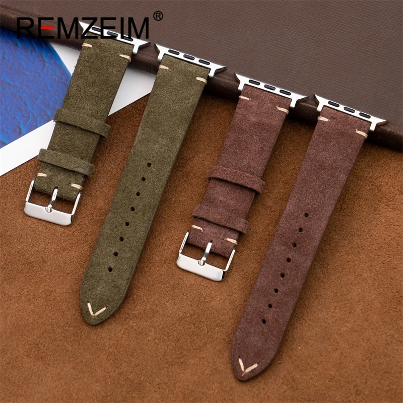 Casual Suede Leather Smartwatch Strap for Apple Watch 38/40/41/42/44/45/46/49mm for Iwatch 10 9 8 7 6