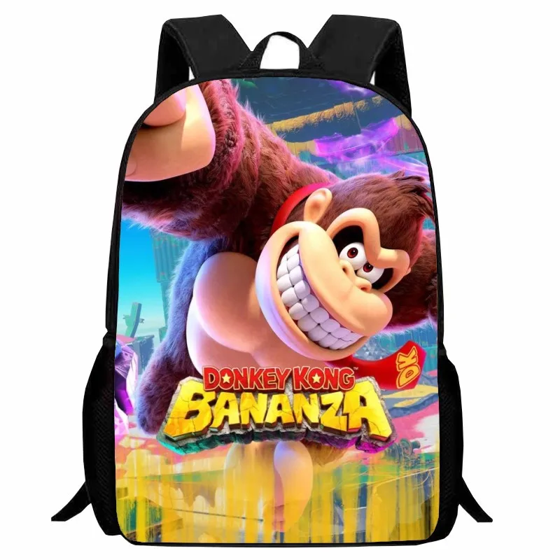 Детские рюкзаки Donkey Kong Bananza для мальчиков и девочек, подарок на день рождения, школьная сумка для детей, прочный рюкзак большой вместимости для кемпинга
