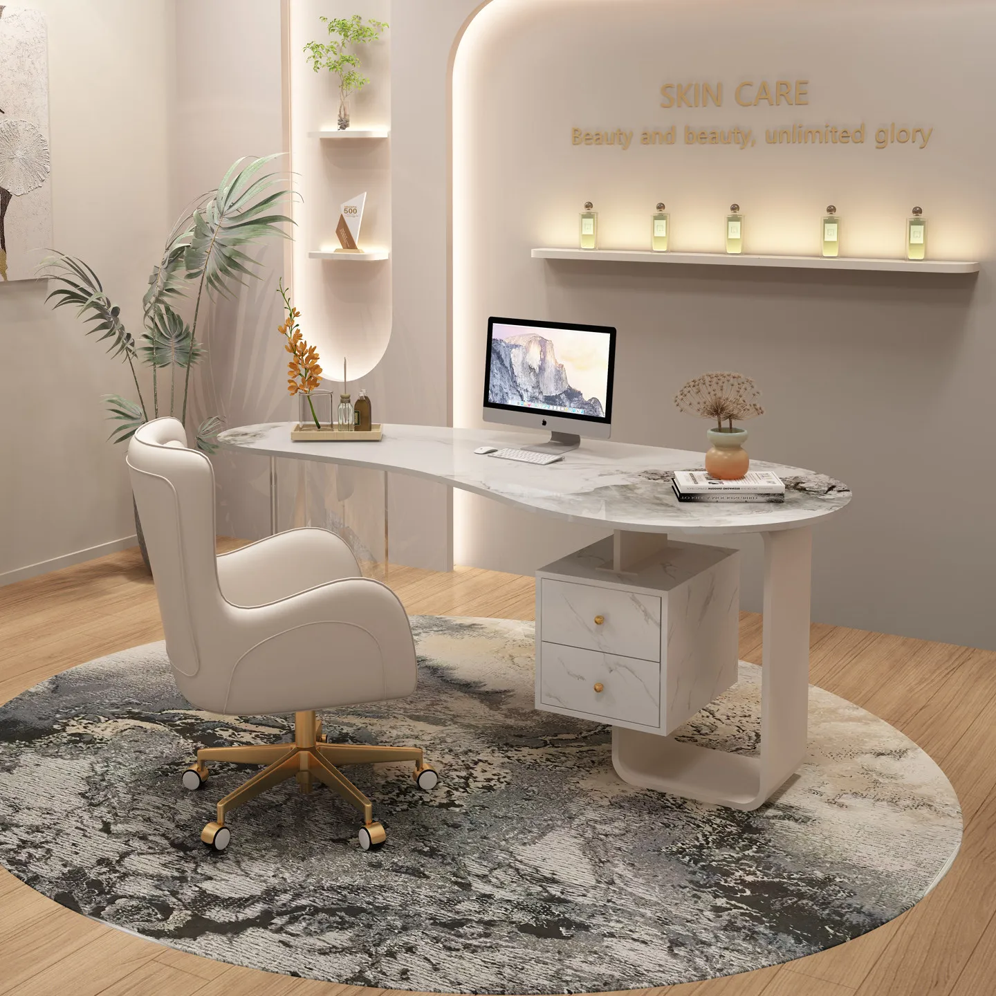* Reception and Negotiation Beauty Salon Desk Home Modern Simple Light Luxury Rock Board Desk