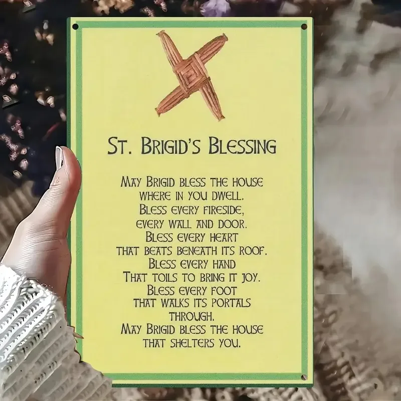 1pc Irish Celtic Cross Wall Plaque with St. Brigid'S Blessing Prayer - Vintage Suitable for Home Church Irish Pub Decor, Durable