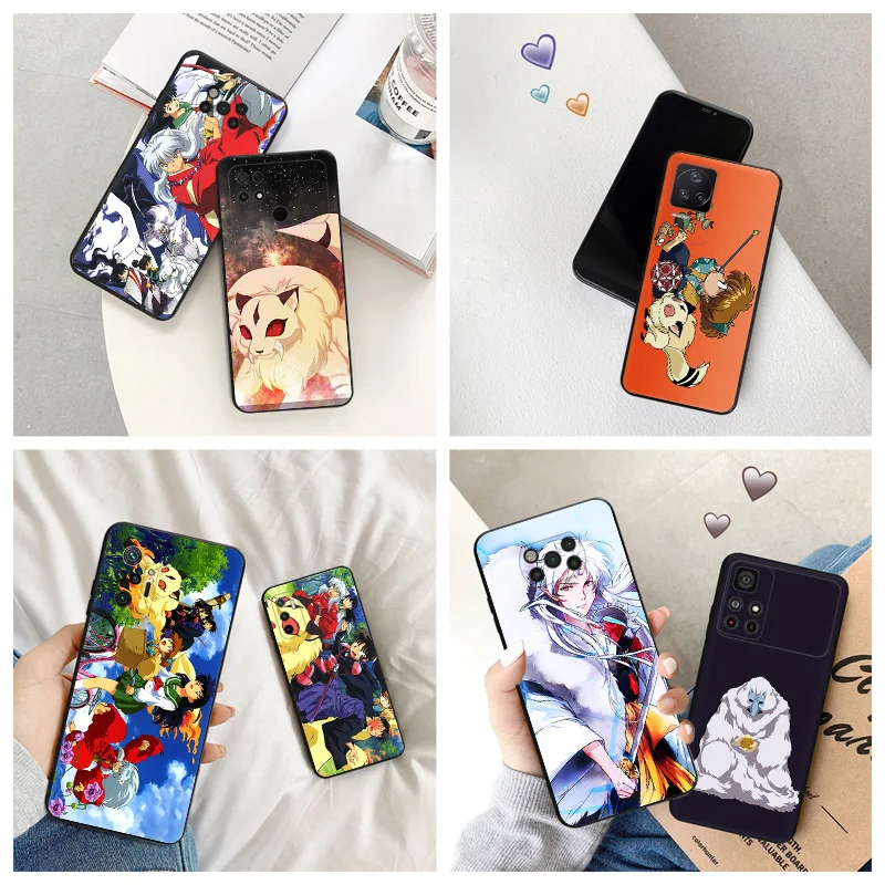 Silicone Black Phone Case for Xiaomi Mi Poco C61 F5 F4 GT F3 F1 X4 X3 X5 M3 M4 Pro M5 M5S C51 C50 C40 Inuyasha Cartoon Cover