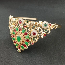 Algerian Women Hair Jewelry Gold Color Fashion Crystal Bridal Tiara and Crown Middle East Wedding Crown Hair Accessories