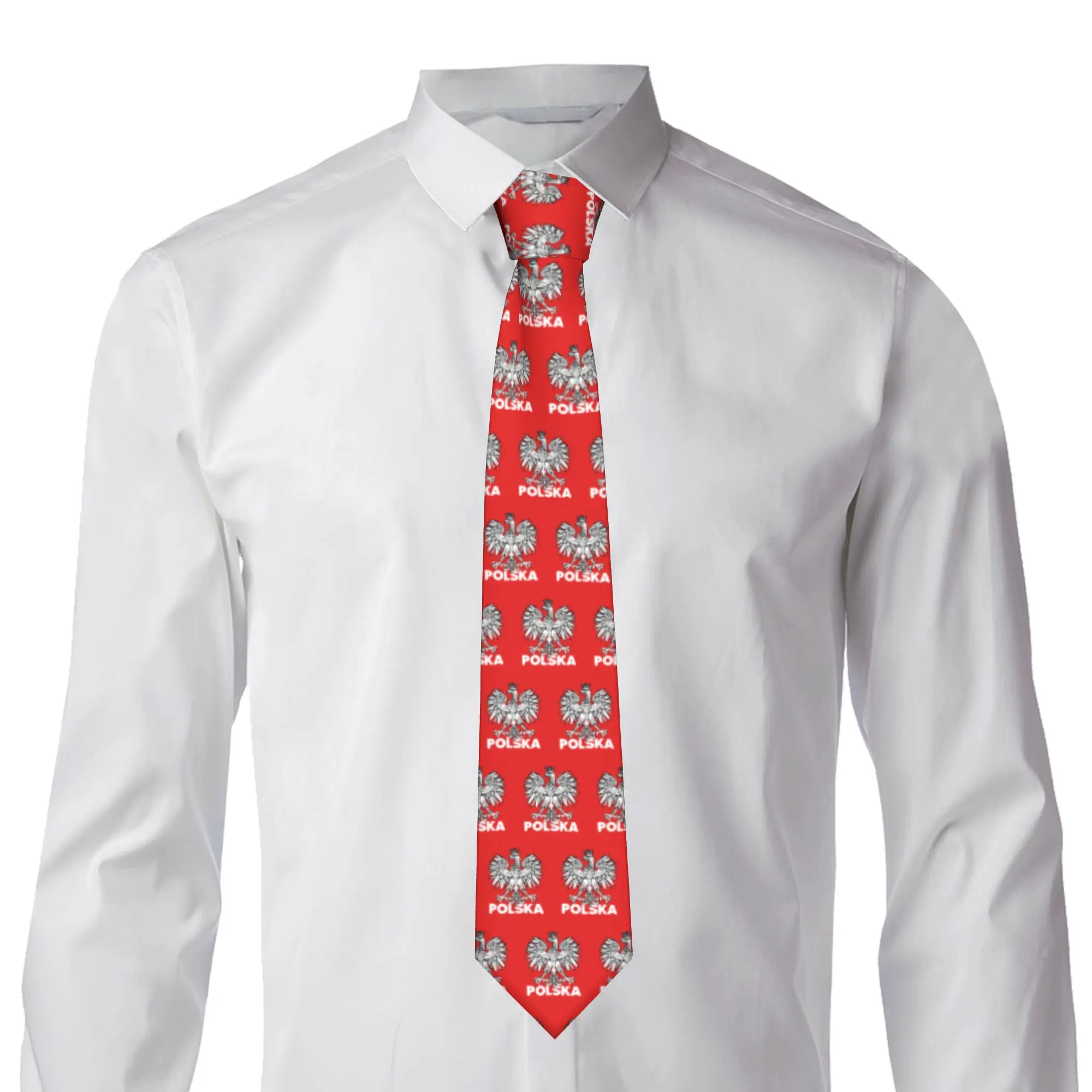Polska Tie Men's Classic Silk Poland Eagle Polish Necktie for Wedding