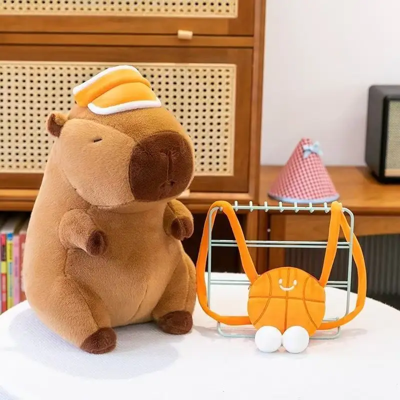 Mochila bonita de felpa de capibara, bolso de hombro doble para mujer, mochila con voló de agua, bolso para muñeca, dibujos animados de Internet, famoso y feo