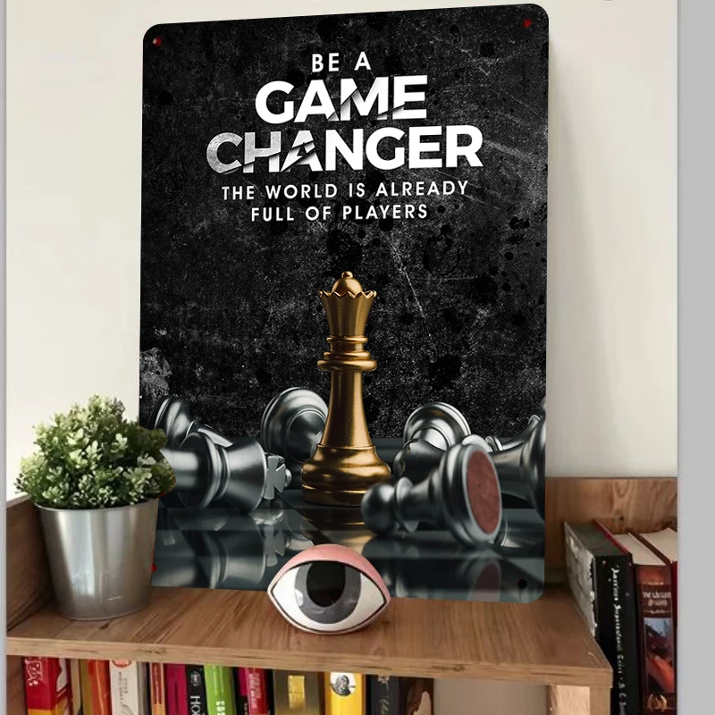 Inspirational Metal Tin Sign Chess King Design Home Office Decorative Wall Art Housewarming Gift