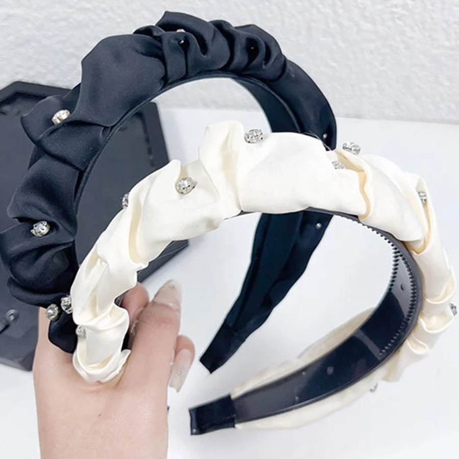 

Fashion Satin Pearl Wide Headbands for Woman Temperament Elegant Hair Bands Female Versatile Hair Hoop Hair Accessories