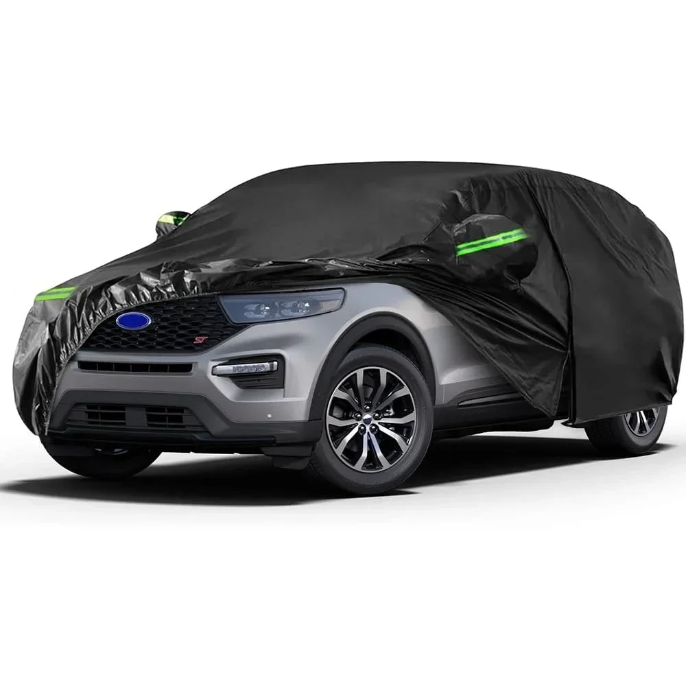 

210T Outdoor Waterproof Car Cover Custom For Ford Explorer 2011-2025 UV Protection with Zipper Door Reflective Strip Storage Bag