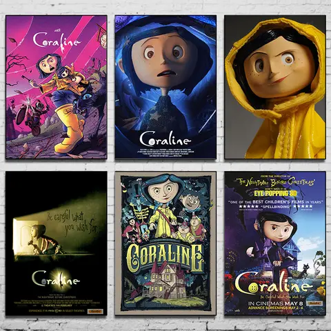 Classic anime Movie Coraline poster cartoon anime movie poster Canvas printing wall Art decoration painting For Home Room decor