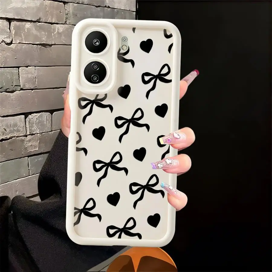 Coque de téléphone pour Xiaomi Redmi A2 A1 Plus 10C 13C 12C 14C 10A 9A 9C 9T A3 A5, motif dessin animé, cœur d'amour, nœud