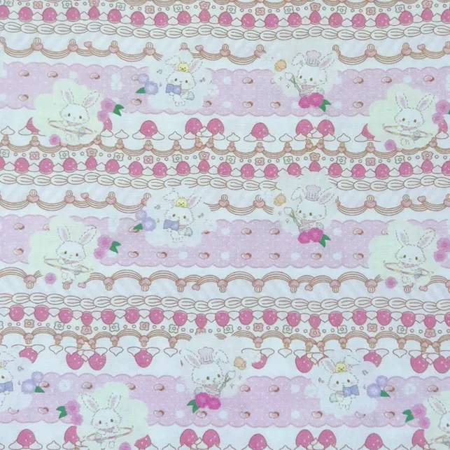 Pink cute cakerabbit pattern for children Cotton Fabric Diy Material Sewing Quilting Fabrics for Patchwork Needlework