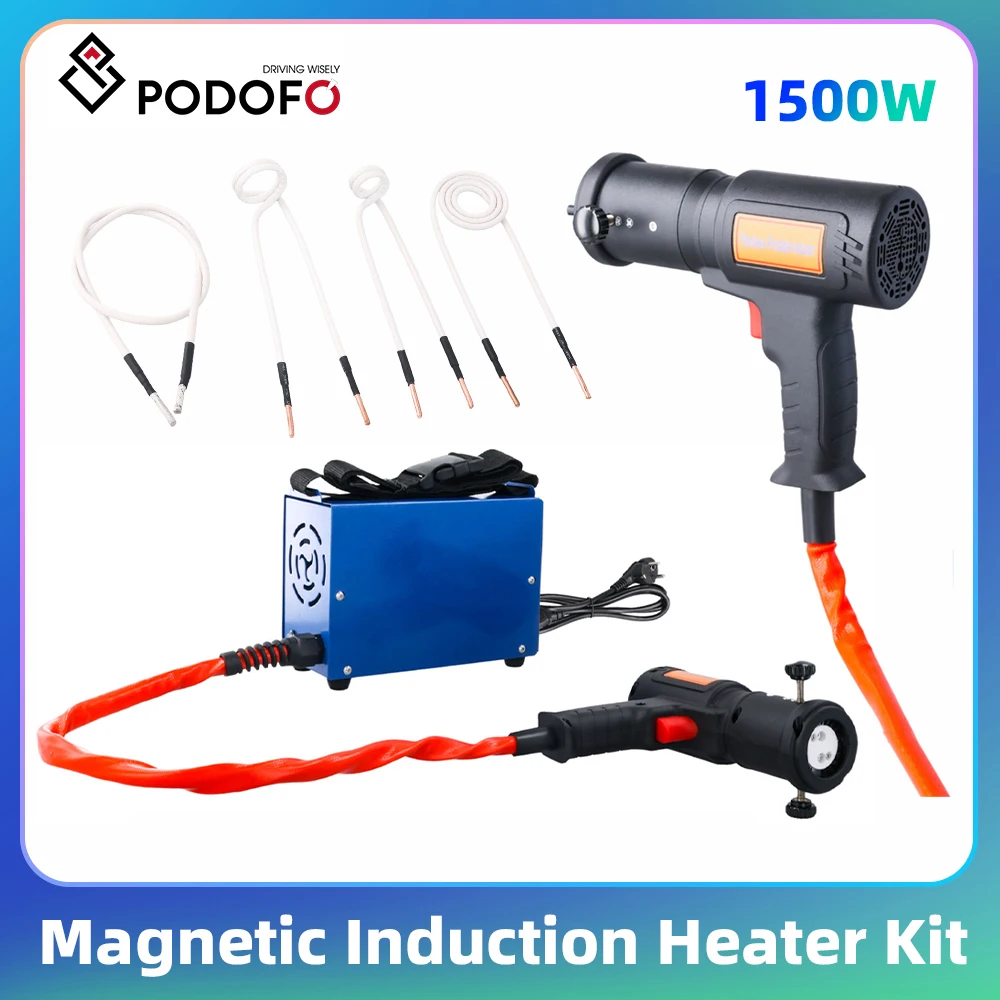 Podofo 1500W Ręczny Podgrzewacz Indukcyjny Magnetyczny, Zestaw Przenośny Podgrzewacz do Nakrętek, do Podgrzewania Zardzewiałych, Zamarzanych, Zkorodowiałych Śrub