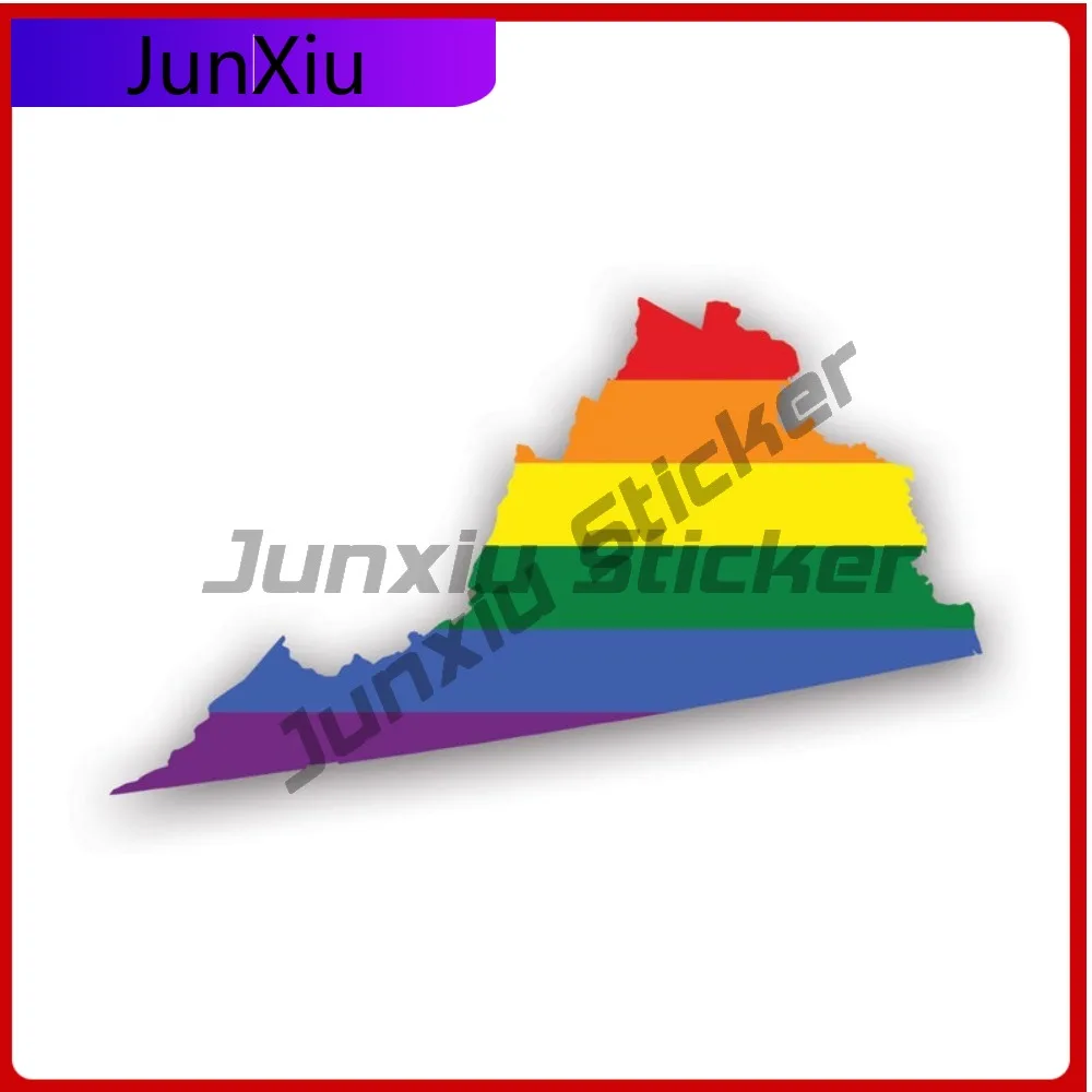 Epic Anime Virginia State Shaped Gay Pride Rainbow Flag Sticker Decal American Made Uv Protected Lgbt Lgbtq Lgbtqia Community