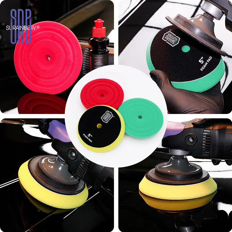 SRB Buffing Polishing Pads, 5 Inch Orbital Buffer Pads Hook and Loop Buffing Pads, Foam Polish Pad 3 Grits From Coarse to Fine