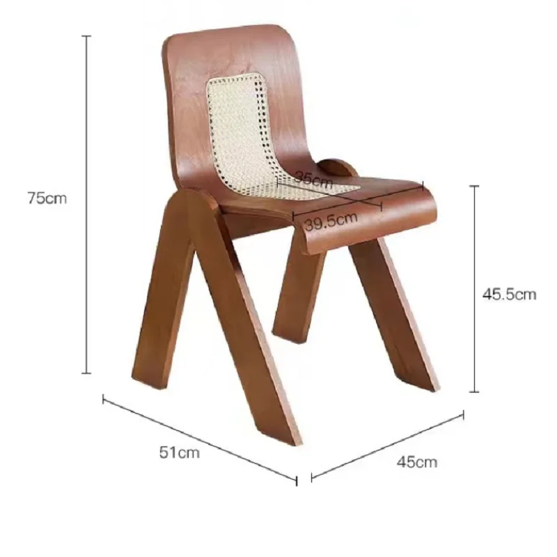 Wuli House Vine Weaving Chair Vintage Ins Minimalist Dining Table Chair French Light Luxury Solid Wood Backrest Chair New 2024