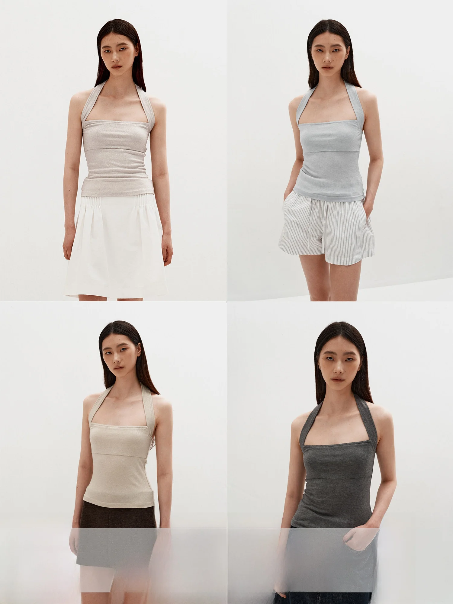 

MHV ARCHIVE Gold And Silver Thread Australian Wool Lyocell Shiny Women's Neck Hanging Vest Slim Fit Breathable Backless Design