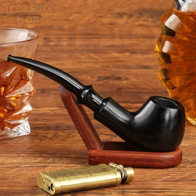Black Sandalwood Standard 9mm Channel Pipe Removable Easy Clean Portable Handmade Solid Wood Pipe Men Leisure Retro Accessory