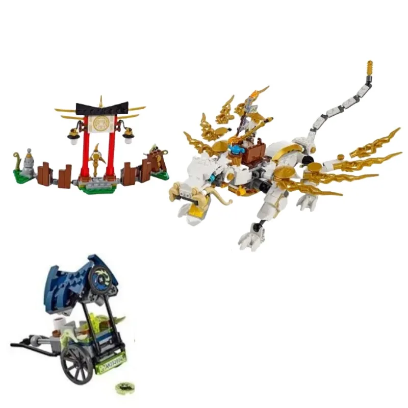 MOC White Dragon Block Model Mecha Children Educational Toys Ornaments Boys Holiday Gift Hobby Collection Decoration