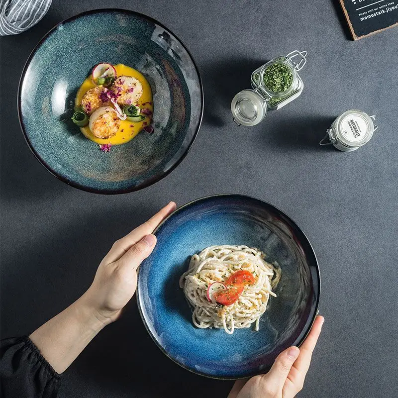 Japanese Kiln Firing Ceramic Noodle Bowl Creative Household Salad Bowl Featured Tableware for Restaurant Use Household Goods