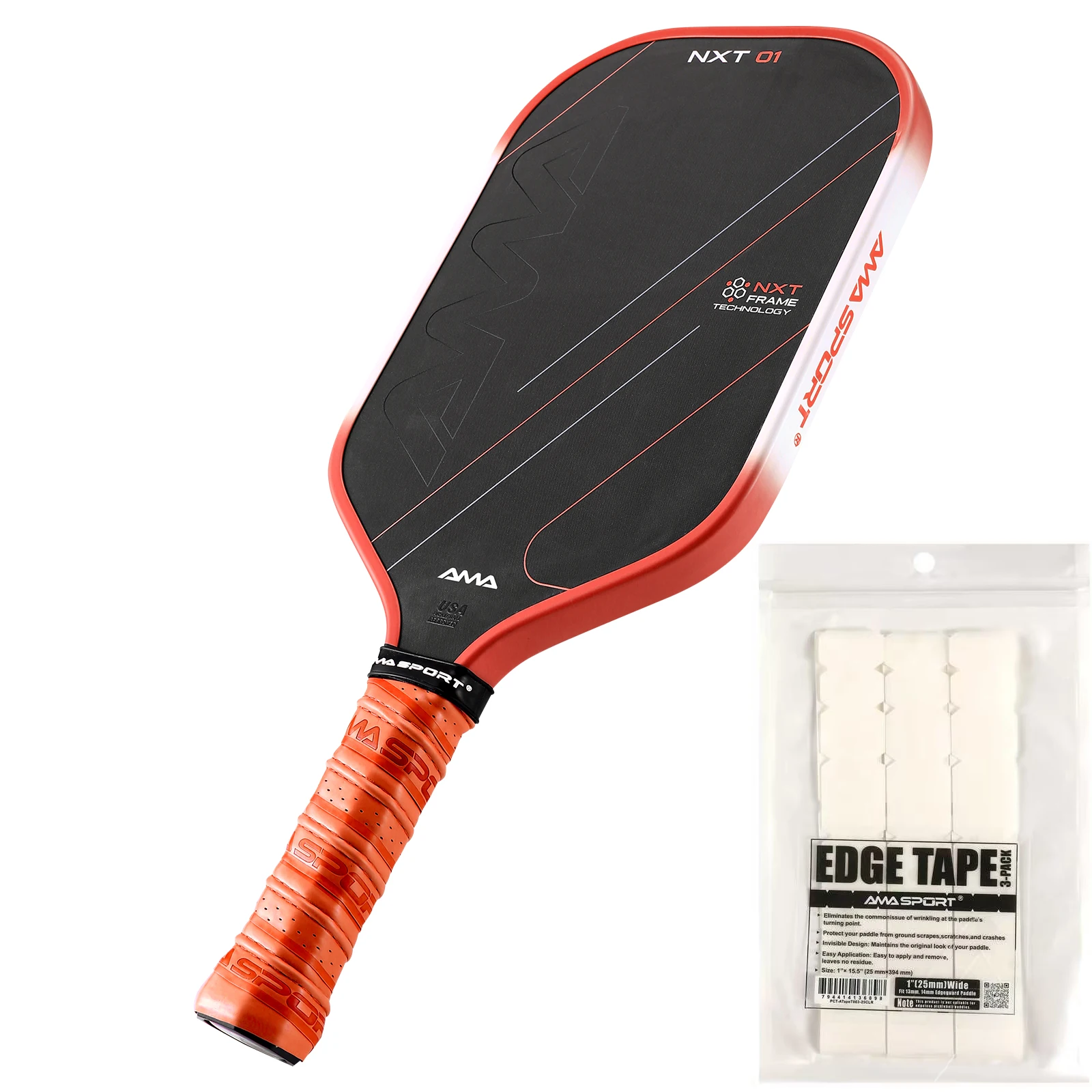 

AMASPORT USAPA Approved Pickleball Racket NXT 01 with Interweaving Carbon Bed Tech for Enhancing Control on Resets Drops & Dink