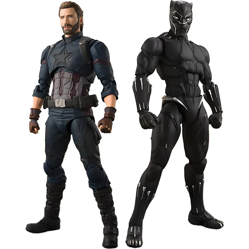 BANDAI Original S.H.Figuarts vengadores: Infinity War Capitán América y Pantera Negra Anime figuras de acción juguetes para niños Navidad