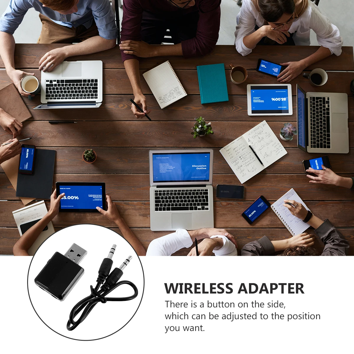 

Adapter Wireless Audio Receiver Usb 5.0 For Computer Laptop Cd Player Smartphone 3-In-1 Mode Portable Audio