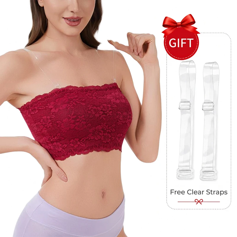 Meet'r Fashionable Strapless Bra Underwear New Product Lace Strapless Bra Lingeire High Elasticity Plus Size Wrapped Brassiere view 4