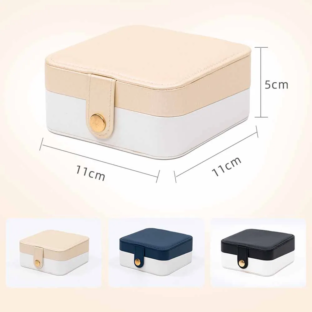 Creative Two-color Square Jewelry Box High Quality Mini Jewelry Box Detachable PU Leather Earrings Necklaces Storage Case