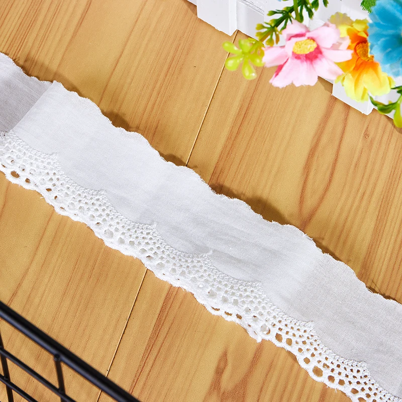 Small Wide Off White Cotton Cloth Embroidery Fabric, DIY Lace Trim, Clothes Skirt Collar, Home Decoration, 5Yards/Lot