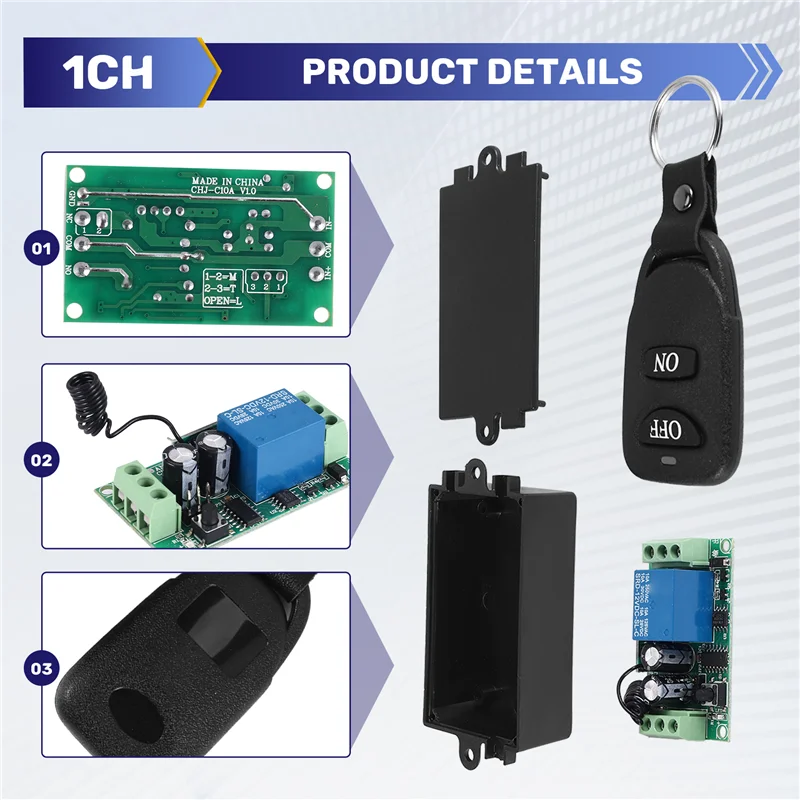 -A94Z تيار مستمر 12 فولت 10A 1Ch لاسلكي للتحكم عن بعد نظام التبديل استقبال الارسال 2 أزرار مقاوم للماء عن بعد 433 ميجا هرتز #2