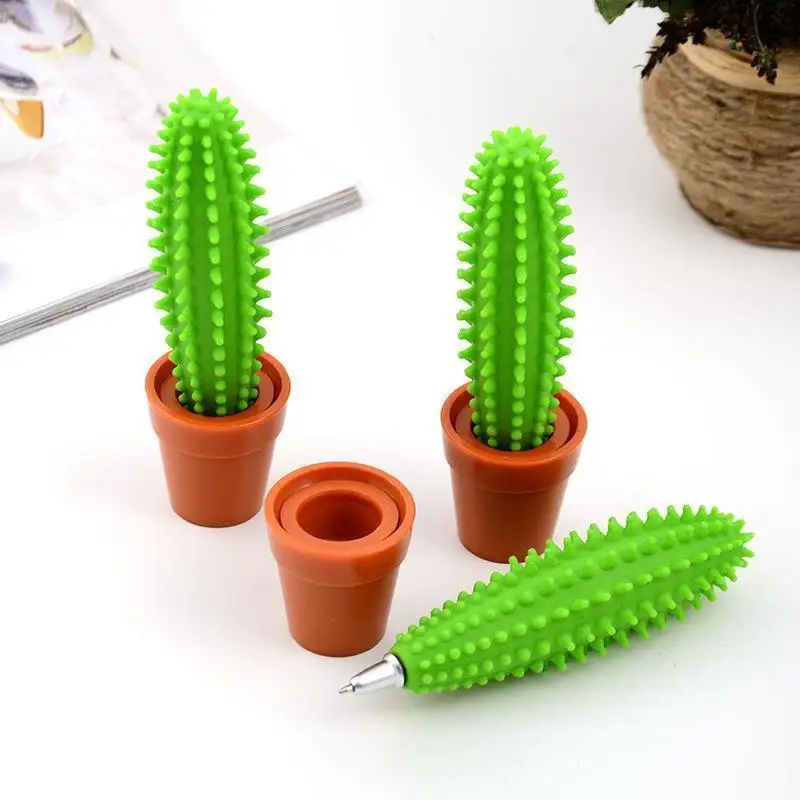 

Funny Cactus Soft Sillcone Ballpoint Pens For Office Deck Decoration School Supplies Student Children Gift Pen