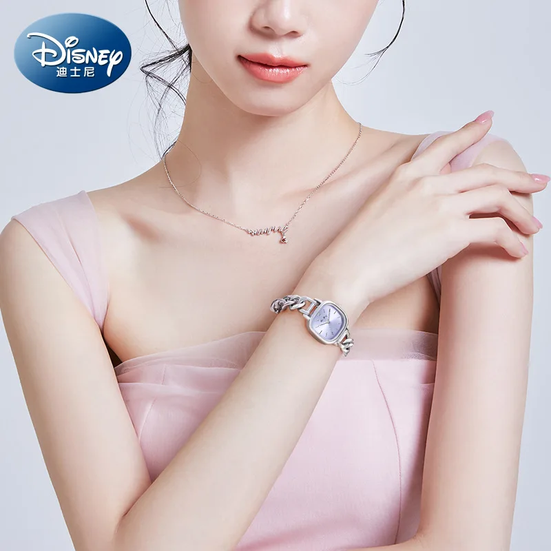 Disney-reloj cuadrado de Mickey para mujer, cronógrafo de cuarzo con cadena aerodinámica, resistente al agua, diseño único creativo, caja de regalo, Masculino