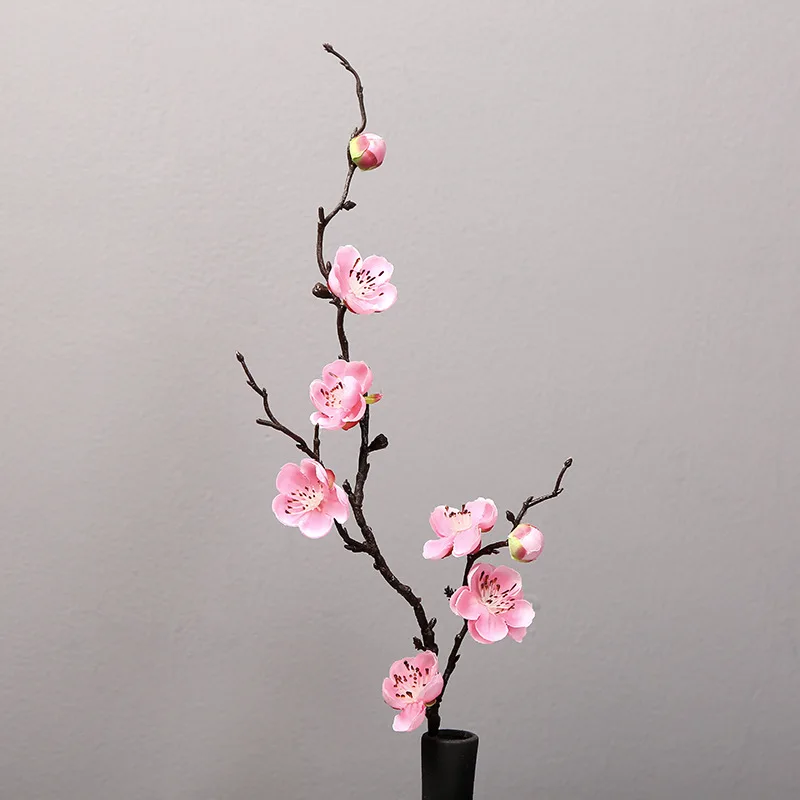 Elegant Cherry Red Silk Flower Chinese Style Small Winter Plum Artificial Plant Plum Blossom Home Decor Wedding Party and Events