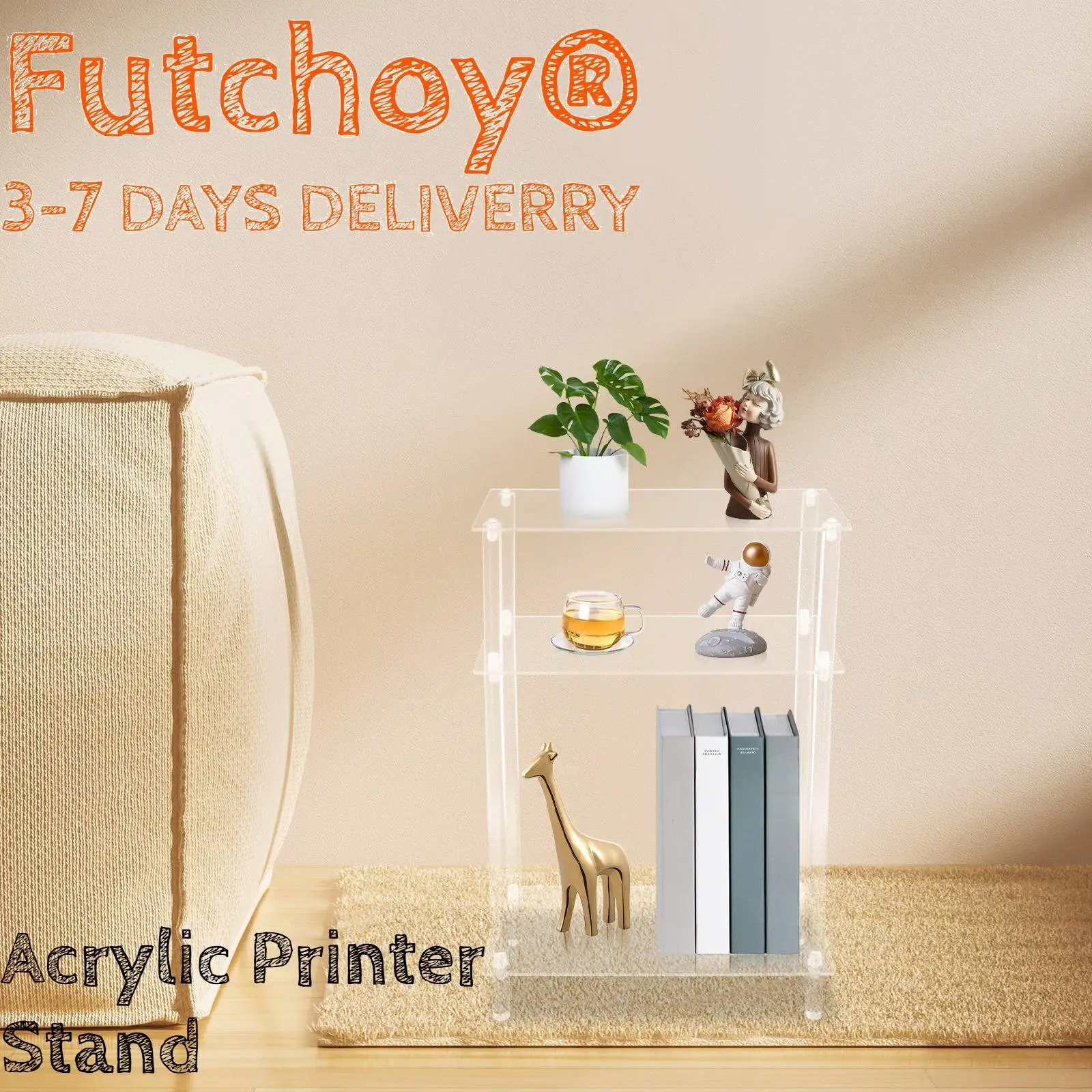 

Акриловая подставка для принтера для рабочего стола и под столом, узкий приставной столик в виде кофе, закуски, тумбочки, чтения или декоративного держателя