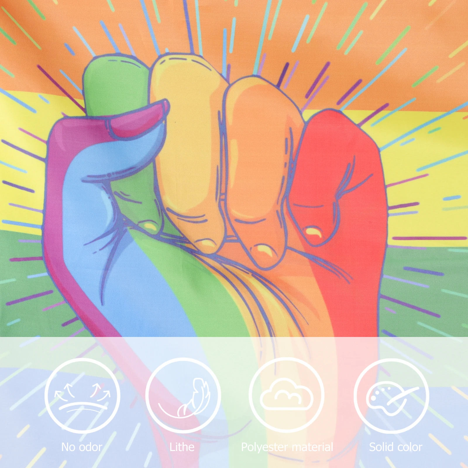 

Fist Pattern Rainbow Color Outdoor Decorative Flag Durable Fade Resistant Garden Patio Banner Pride Support Flag